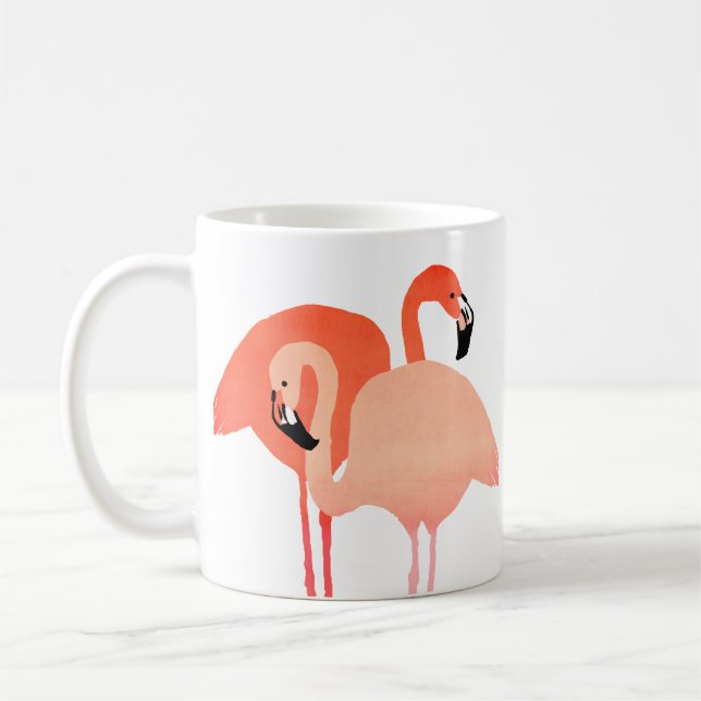 Caneca De Café Casamento de Praia de Flamingos Rosa (Esquerda)