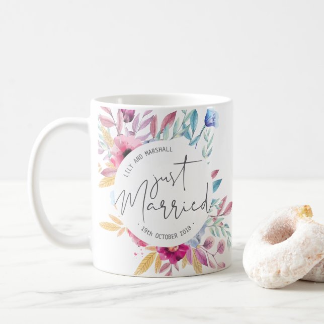 Caneca De Café Casamento de Recem casados Elegante | Mug (Com Donut)