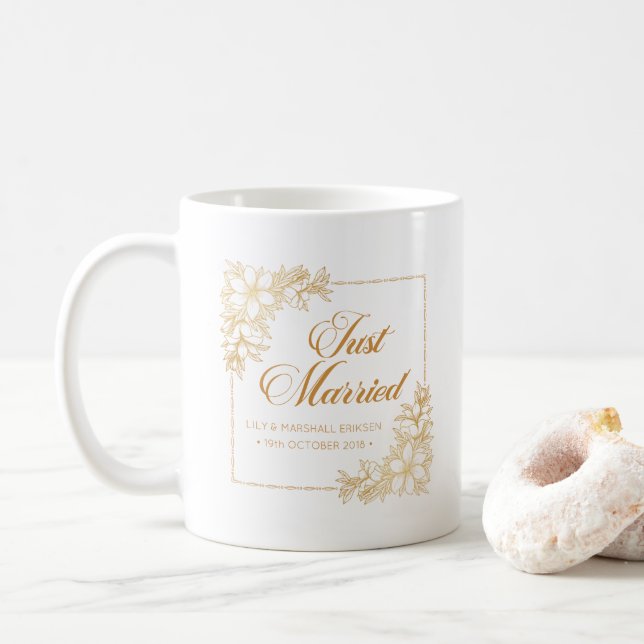 Caneca De Café Casamento de Recens casados Elegante| Mug (Com Donut)