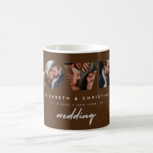Caneca De Café Casamento de Script de Amor Castanho Personalizado