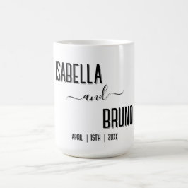 Caneca De Café Casamento de Texto Personalizado Preto Moderno e N