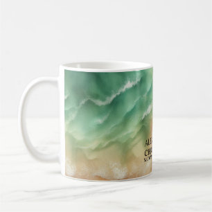 Caneca De Café Casamento de Verão na Praia do Mar com Aquarela
