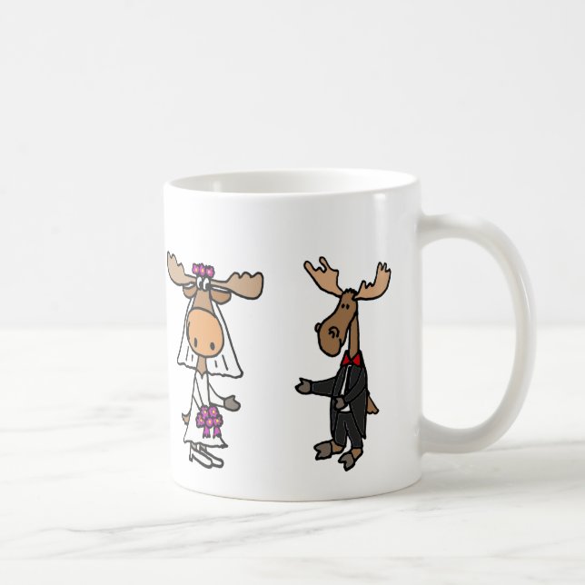 Caneca De Café Casamento engraçado dos alces dos noivos (Direita)