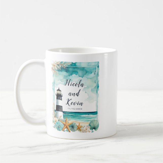 Caneca De Café Casamento Farol Náutico  (Esquerda)