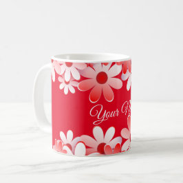 Caneca De Café Casamento Floral Branco Vermelho Elegante