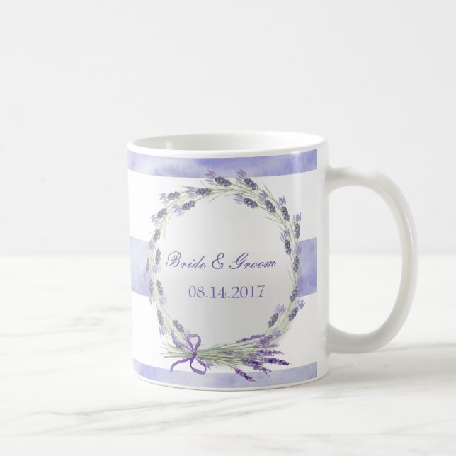 Caneca De Café Casamento Floral de Flor Roxo-Lavanda (Direita)