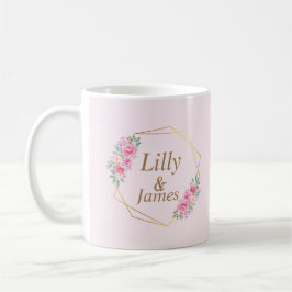 Caneca De Café Casamento Floral Pink
