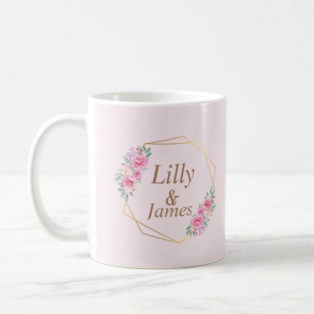 Caneca De Café Casamento Floral Pink (Esquerda)