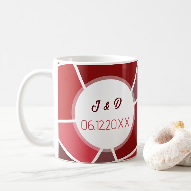 Caneca De Café Casamento Geométrico Elegante (Com Donut)