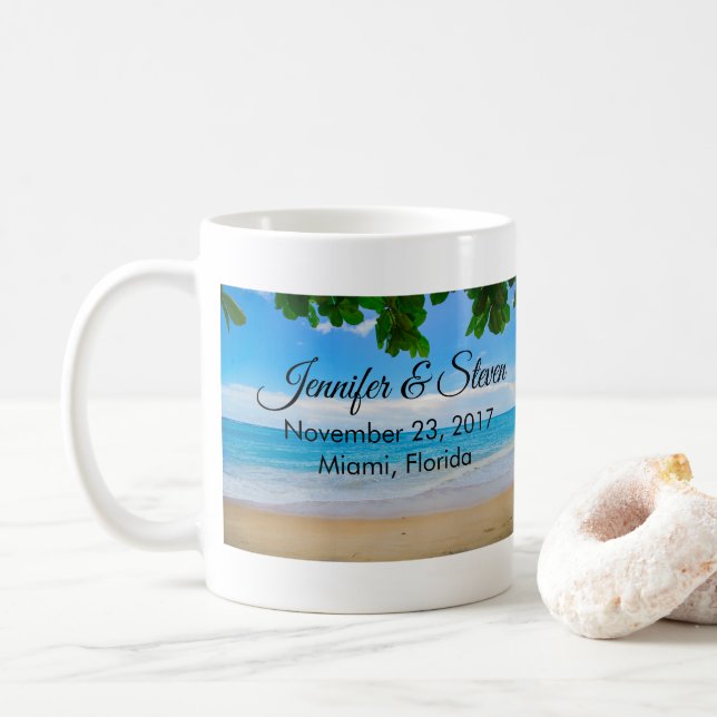 Caneca De Café Casamento na Ilha Tropical Beach Vacing Island (Com Donut)