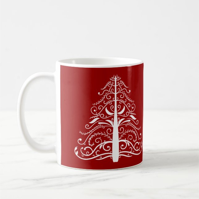 Caneca De Café Casamento no inverno de Árvore de Natal Vermelho (Esquerda)