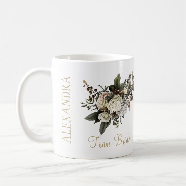 Caneca De Café Casamento no inverno elegante de flores brancas de (Esquerda)
