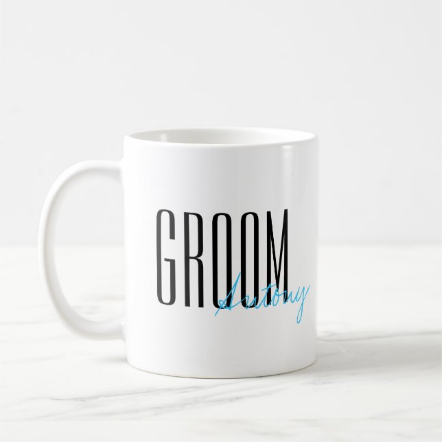 Caneca De Café Casamento Personalizado com Letras Negrito "Groom" (Esquerda)