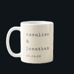 Caneca De Café Casamento Personalizado Da Máquina De Digitalizaçã<br><div class="desc">Escritor de Escrita Retrominimalista Font Custom Casamento de Café Mug em Creme</div>