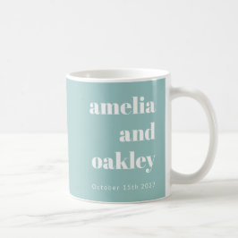 Caneca De Café Casamento Personalizado De Azul Azul Aqua Azul E M