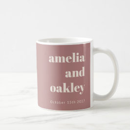 Caneca De Café Casamento Personalizado De Rosa De Dusty Minimalis