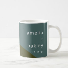 Caneca De Café Casamento Personalizado de Teal Verde da Abstrato 