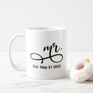 Caneca De Café Casamento Personalizado do Script Moderno Negro Re
