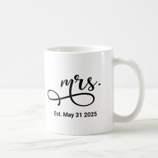 Caneca De Café Casamento Personalizado do Script Moderno Negro Re
