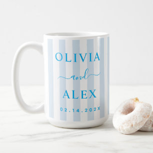 Caneca De Café Casamento Personalizado Francês Azul
