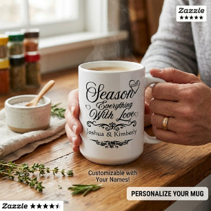 Caneca De Café Casamento personalizado "Tempere Tudo Com Amor"