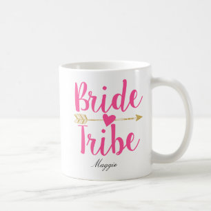 Caneca De Café Casamento Rosa Personalizado da Tribo Bride