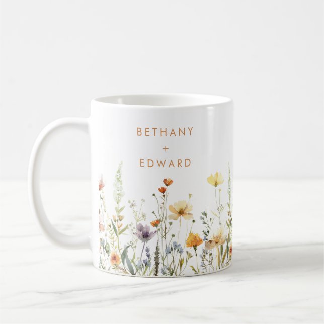 Caneca De Café Casamento Rustic Wildflower (Esquerda)