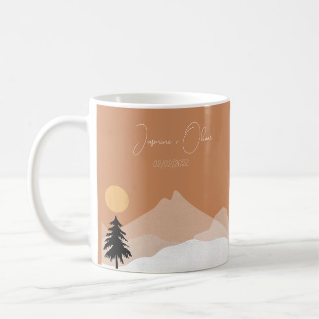 Caneca De Café Casamento tema deserto de terracota  (Esquerda)