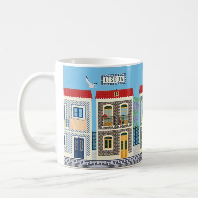 Caneca De Café Casas bonitas em português com azulejos ou azulejo (Esquerda)