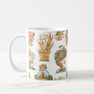 Caneca De Café Casas de Contos de Fadas Coloridos Padrão