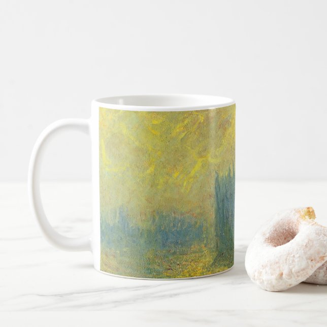 Caneca De Café Casas do Parlamento, Céu Tempestuoso de Claude Mon (Com Donut)