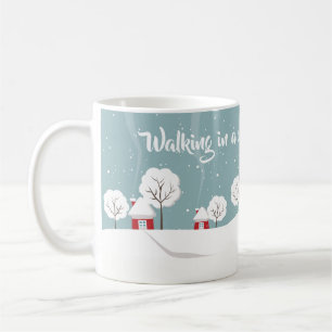 Caneca De Café Casas e Árvores Nevadas de Inverno Lindas