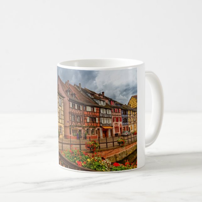 Caneca De Café Casas em Colmar, Alsácia, França (Frente Esquerda)