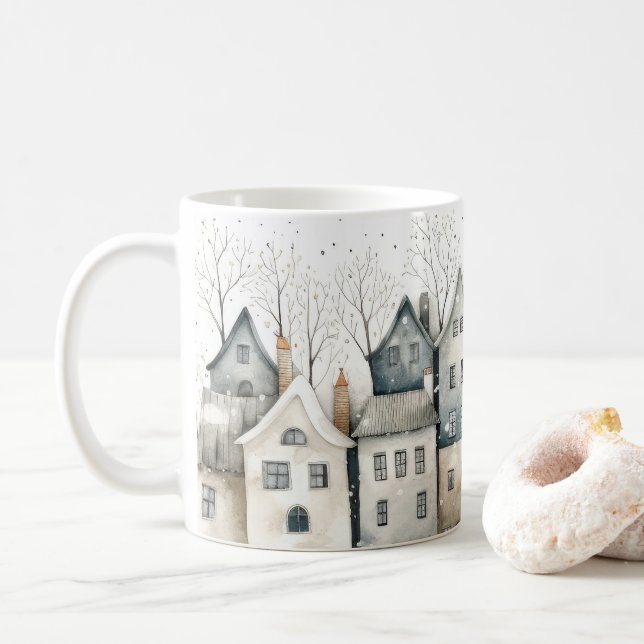 Caneca De Café Casas Nórdicas (Com Donut)