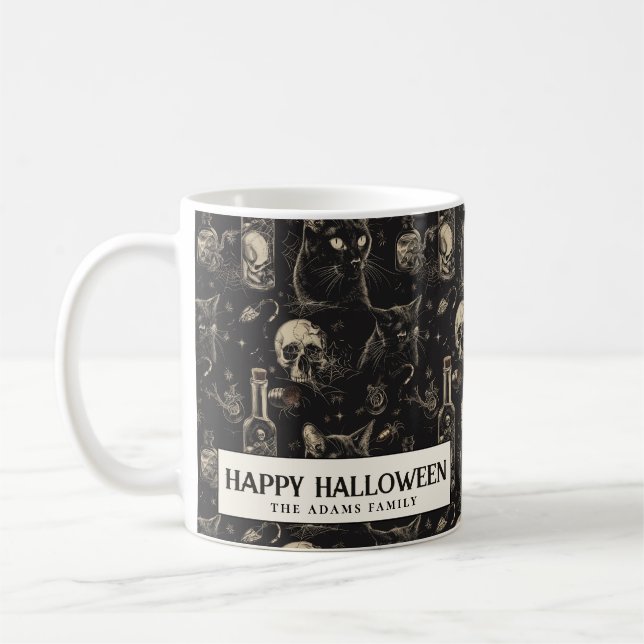 Caneca De Café Cascas de Gato Negro e Halloween Venenoso (Esquerda)