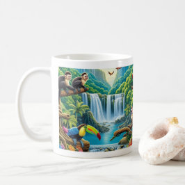 Caneca De Café Cascata tropical da floresta tropical úmida