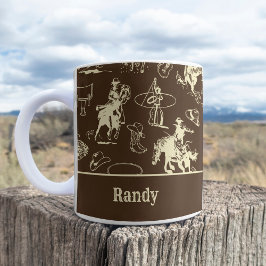 Caneca De Café Castanho-escuro Rodeio Ocidental Personalizado