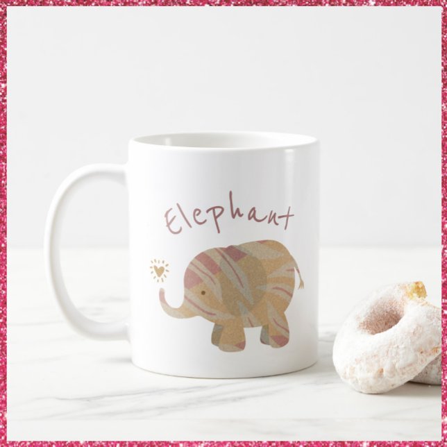Caneca De Café Castanho-rosa-claro e elefante-bebê de bronze (Criador carregado)
