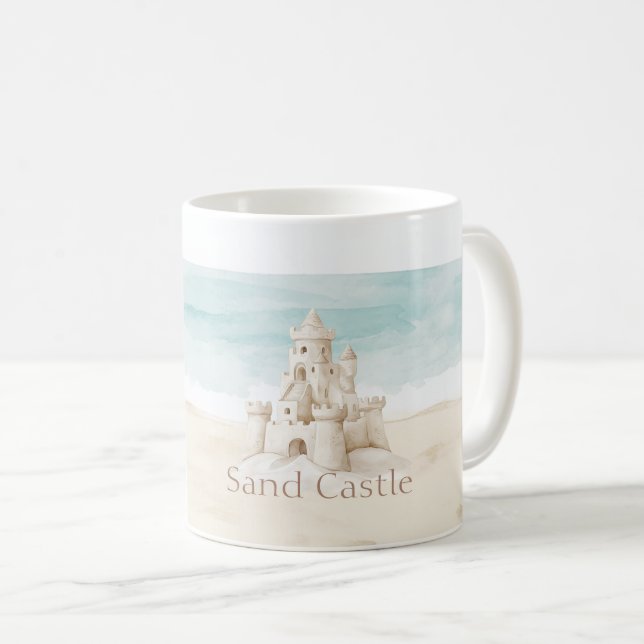 Caneca De Café Castelo de Areia na Praia (Frente Esquerda)