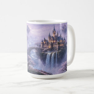 Caneca De Café Castelo de Fantasia Paisagem Surrealista Azul Lava