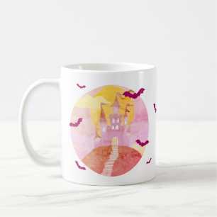 Caneca De Café Castelo Spooky no Hill Bats Halloween