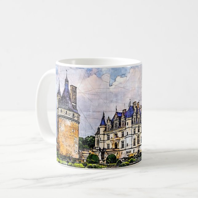 Caneca De Café Castle Chenonceau. França. (Frente Esquerda)