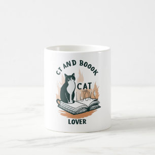 Caneca De Café Cat & Book Lover