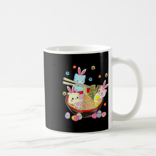 Caneca De Café Cat Bunny Ears Ramen Kawaii Páscoa Dia Animado (Direita)