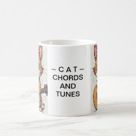 Caneca De Café Cat ~ Chords e Tunes Tomcat bonito tocando guitarr