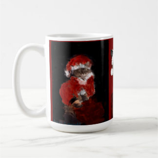 Caneca De Café Cat Christmas Santa Maureen Girard Blue Eyes