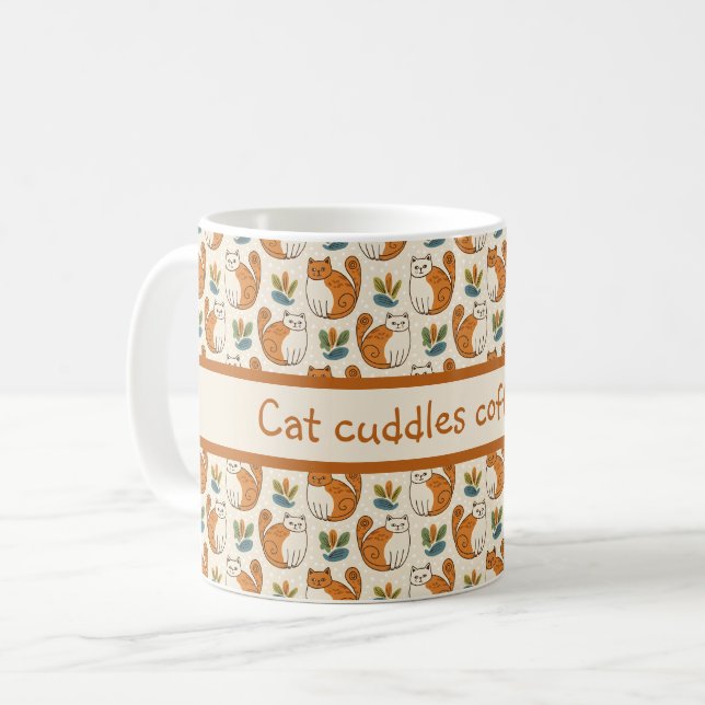 Caneca De Café Cat Cuddles Coffee Cup Naive Art Style (Frente Esquerda)