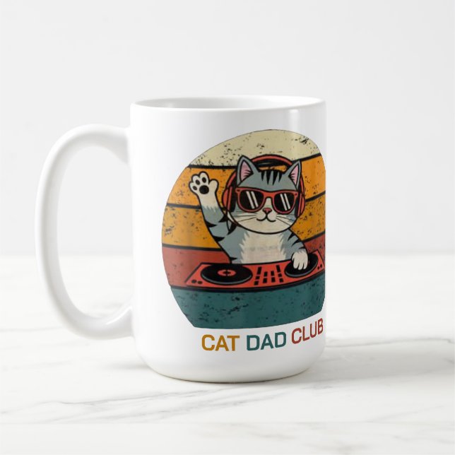 Caneca De Café CAT DAD CLUB / Funny Retro misician (Esquerda)