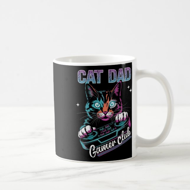 Caneca De Café Cat Dad Gamer Club Video Games Gaming Cat Player F (Direita)