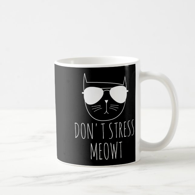 Caneca De Café Cat Design Funny Pun Don't Stress Meowt Funny Sayi (Direita)